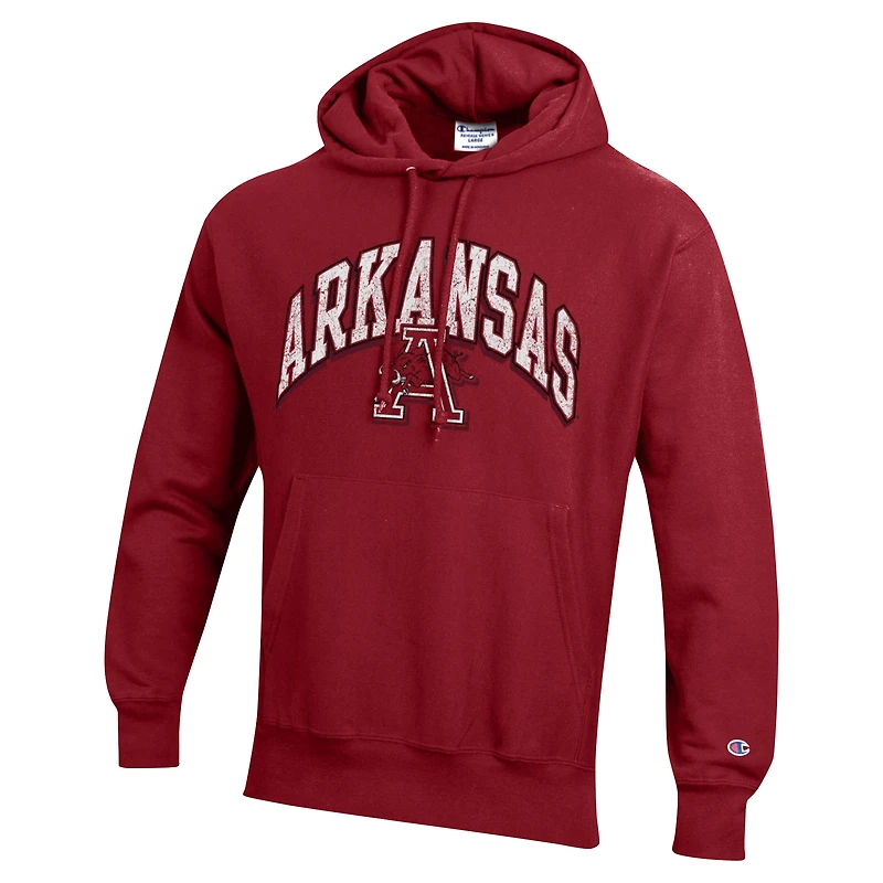 Sweat à capuche tissage inversé Late Night Champion Cardinal Arkansas Razorbacks pour hommes