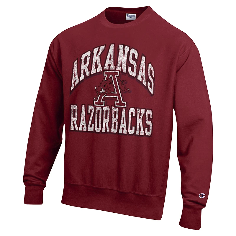 Men's Champion Cardinal Arkansas Razorbacks Vault Late Night Reverse Weave Pullover Sweatshirt