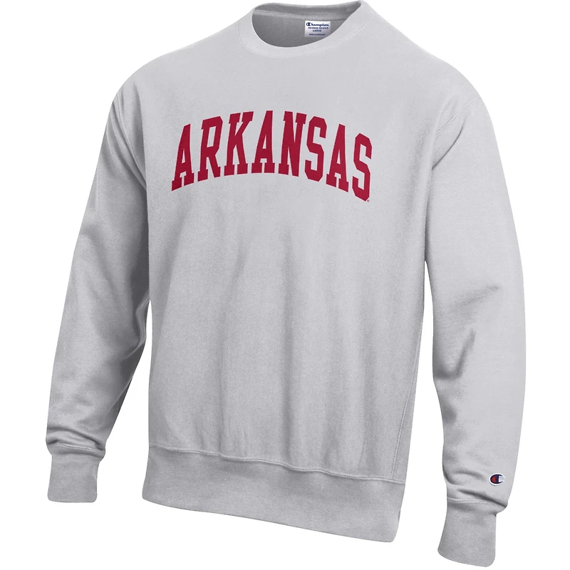 Sweat-shirt en polaire à tissage inversé Champion Gray Arkansas Razorbacks pour homme
