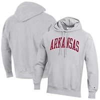 Sweat à capuche coupe décontractée Champion Heather Gray Arkansas Razorbacks Team Arch Reverse Weave pour homme