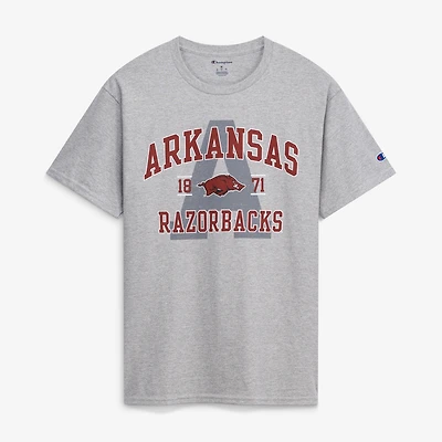 Men's Champion Heather Gray Arkansas Razorbacks Varsity T-Shirt