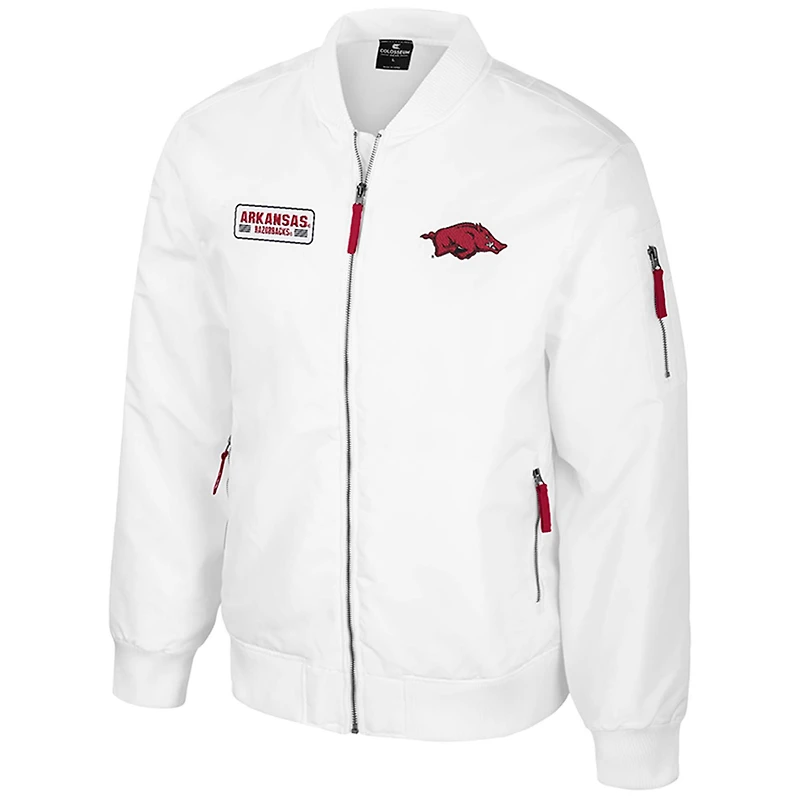 Blouson aviateur entièrement zippé White Rabbit pour homme Colosseum Arkansas Razorbacks