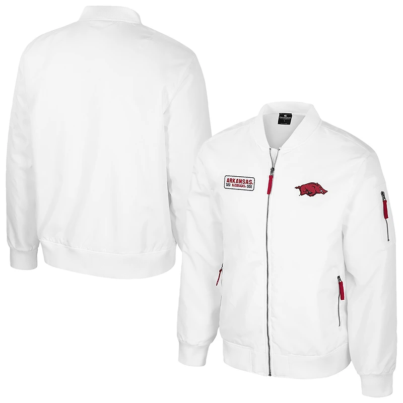 Blouson aviateur entièrement zippé White Rabbit pour homme Colosseum Arkansas Razorbacks