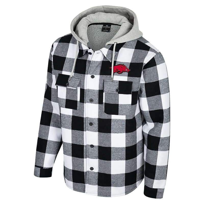 Veste zippée à carreaux Buffalo Arkansas Razorbacks noire/blanche pour homme Colosseum