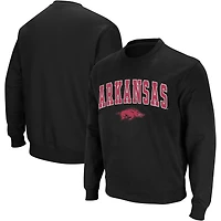 Colosseum Black Arkansas Razorbacks Arch & Logo Crew Neck Sweat-shirt pour homme