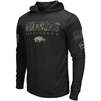 Men's Colosseum Black Arkansas Razorbacks Big & Tall OHT Military Appreciation Tango Long Sleeve Hoodie T-Shirt