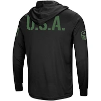 Men's Colosseum Black Arkansas Razorbacks Big & Tall OHT Military Appreciation Tango Long Sleeve Hoodie T-Shirt