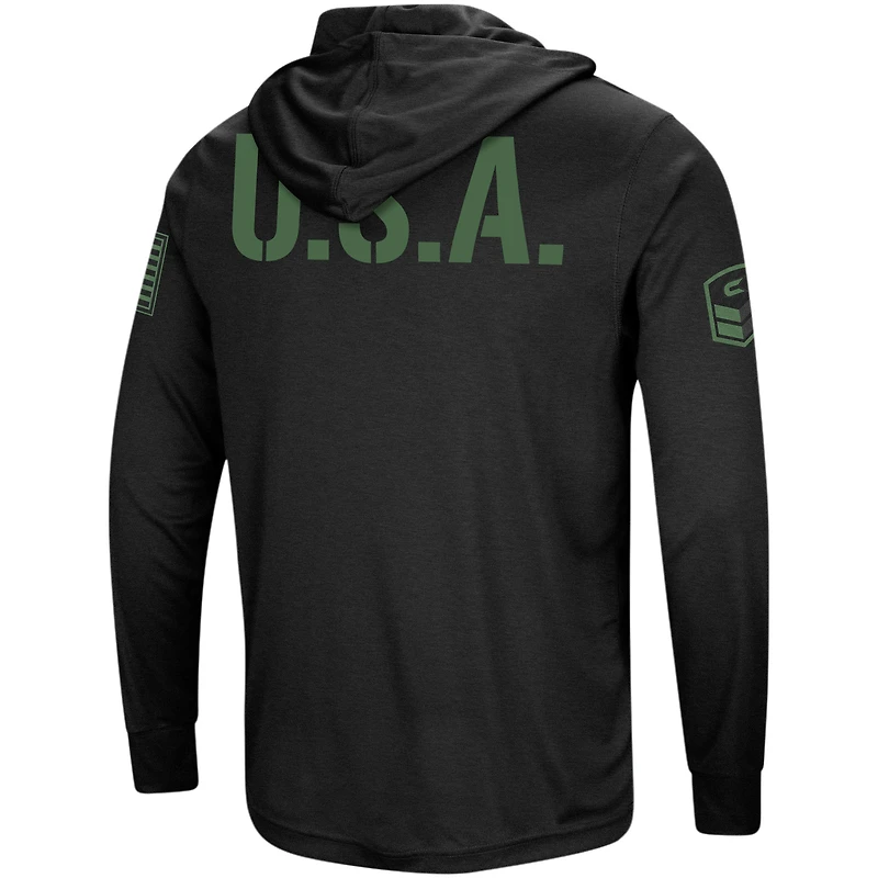 Men's Colosseum Black Arkansas Razorbacks Big & Tall OHT Military Appreciation Tango Long Sleeve Hoodie T-Shirt