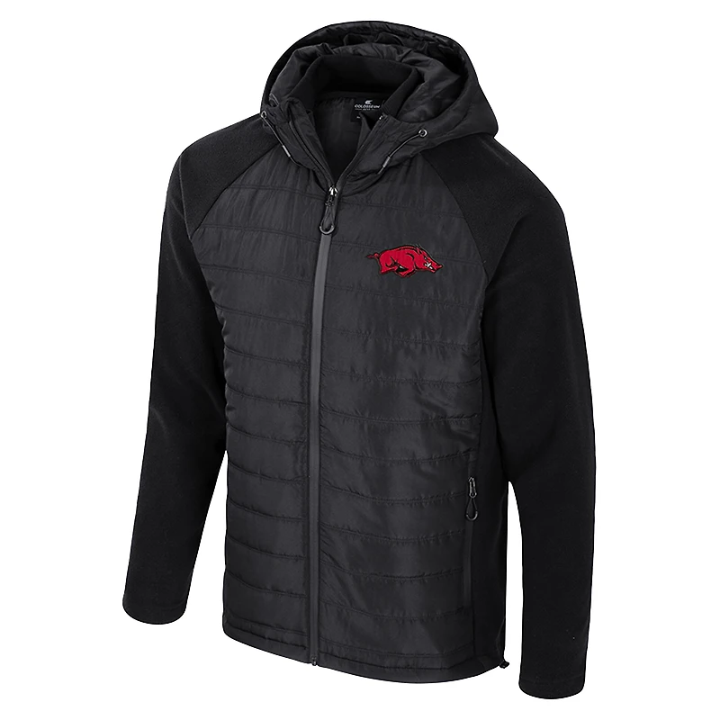 Men's Colosseum Black Arkansas Razorbacks Block The Sun Full-Zip Hooded Jacket