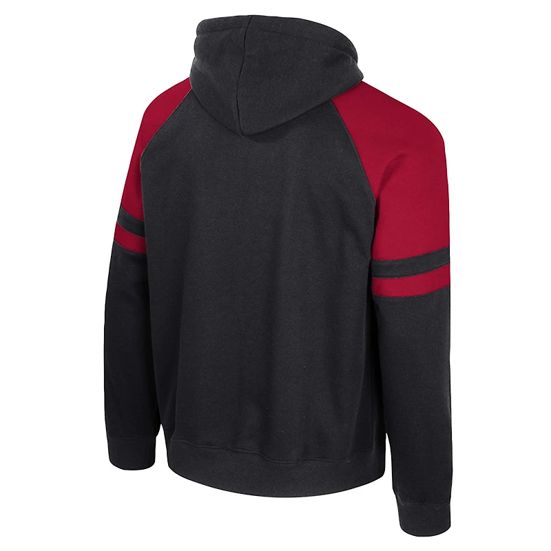 Men's Colosseum  Black Arkansas Razorbacks Todd Raglan Pullover Hoodie