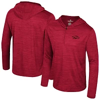 Sweat à capuche léger quart de zip pour homme Colosseum Cardinal Arkansas Razorbacks Always Sunny