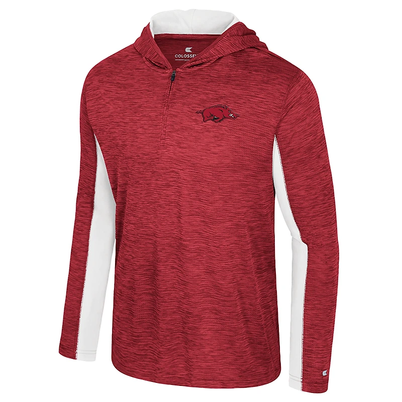Sweat à capuche zippé quart de tour pour homme Colosseum Cardinal Arkansas Razorbacks Always Sunny