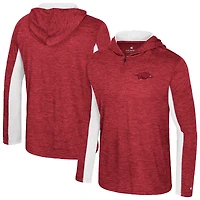 Sweat à capuche zippé quart de tour pour homme Colosseum Cardinal Arkansas Razorbacks Always Sunny