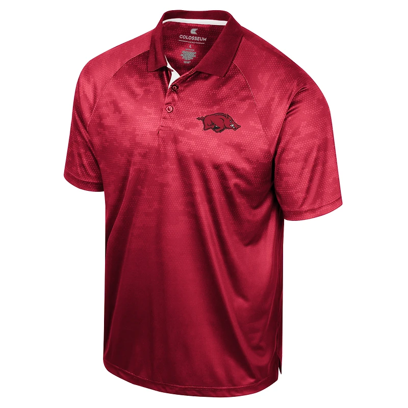 Colosseum Cardinal Arkansas Razorbacks Honeycomb Raglan Polo Homme