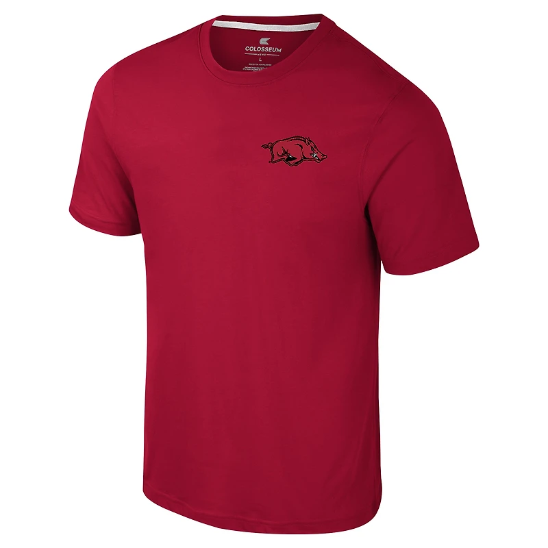 Men's Colosseum Cardinal Arkansas Razorbacks Logo Lockup 2-Hit Active Blend T-Shirt