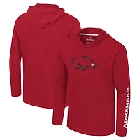 Men's Colosseum Cardinal Arkansas Razorbacks Logo Lockup Active Blend Long Sleeve  T-Shirt Hoodie