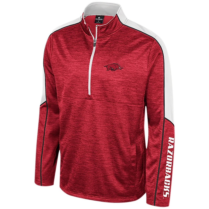 Veste à demi-zip chinée Colosseum Cardinal Arkansas Razorbacks pour hommes