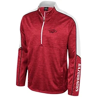 Veste à demi-zip chinée Colosseum Cardinal Arkansas Razorbacks pour hommes