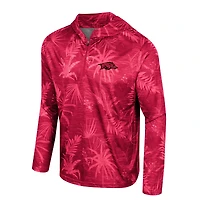 Haut à capuche léger quart de zip imprimé Colosseum Cardinal Arkansas Razorbacks Palms pour hommes