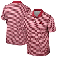 Polo rayé pour homme Colosseum Cardinal Arkansas Razorbacks
