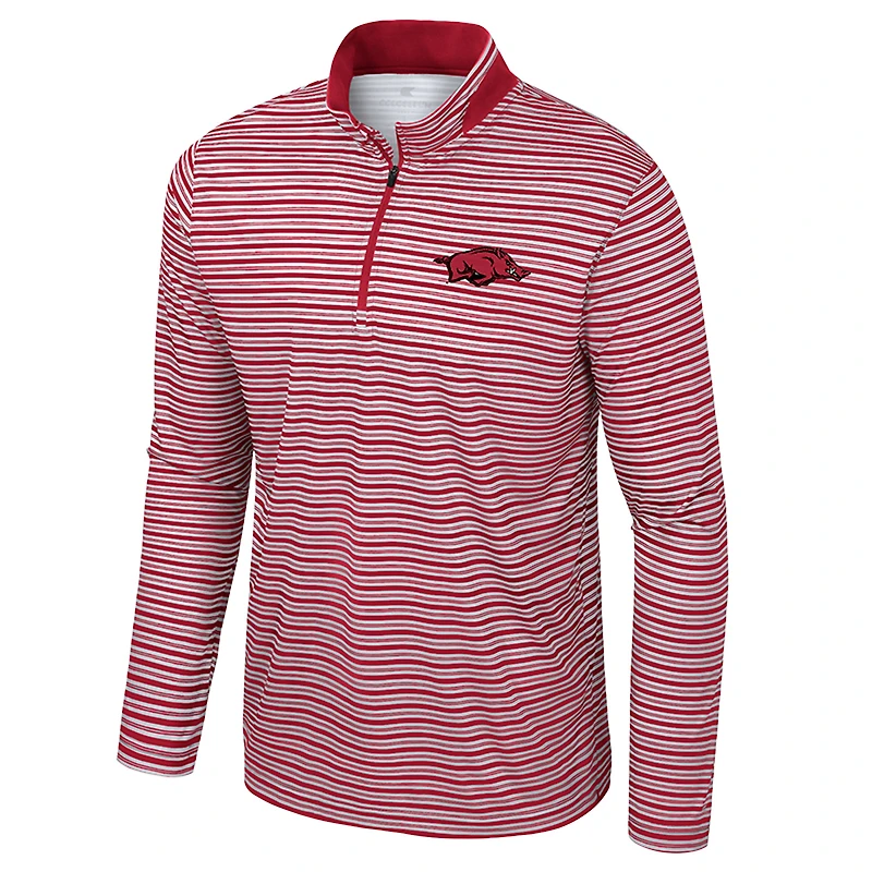 Men's Colosseum Cardinal Arkansas Razorbacks Striped Quarter-Zip Top