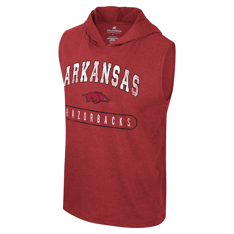 Débardeur à capuche sans manches Colosseum Cardinal Arkansas Razorbacks pour hommes