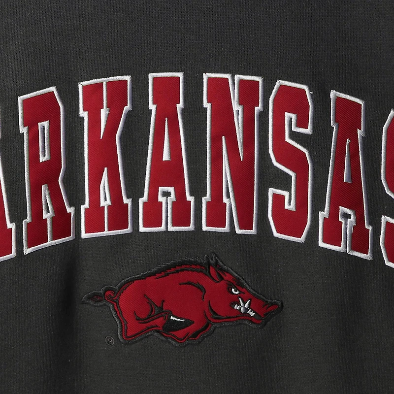 Men's Colosseum Charcoal Arkansas Razorbacks Arch & Logo Crew Neck Sweatshirt