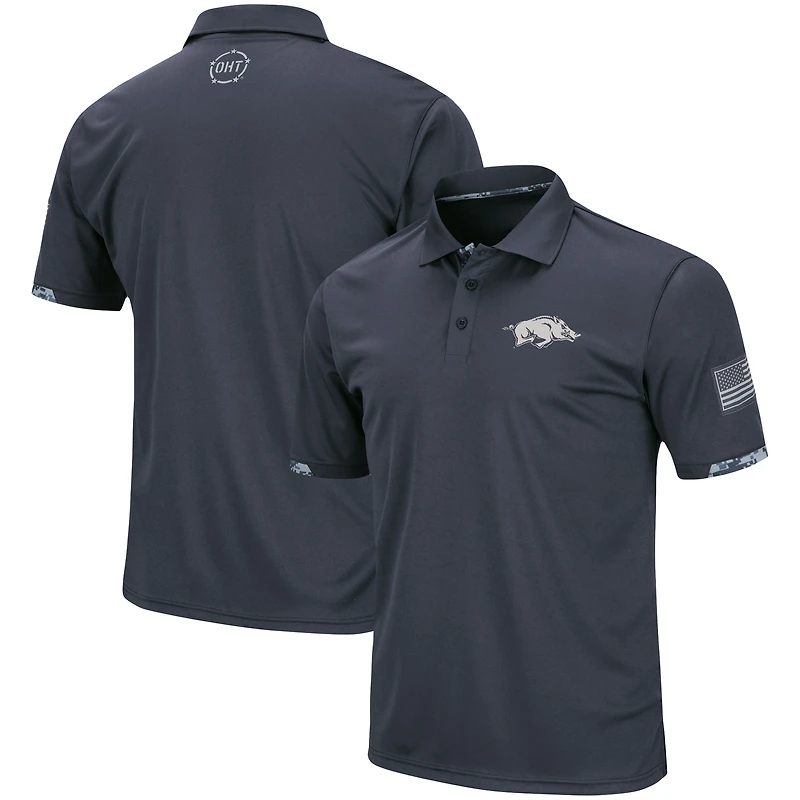 Polo pour hommes Colosseum Charcoal Arkansas Razorbacks Big & Tall OHT Military Appreciation Digital Camo