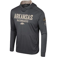 Men's Colosseum Charcoal Arkansas Razorbacks OHT Military Appreciation Long Sleeve Hoodie T-Shirt