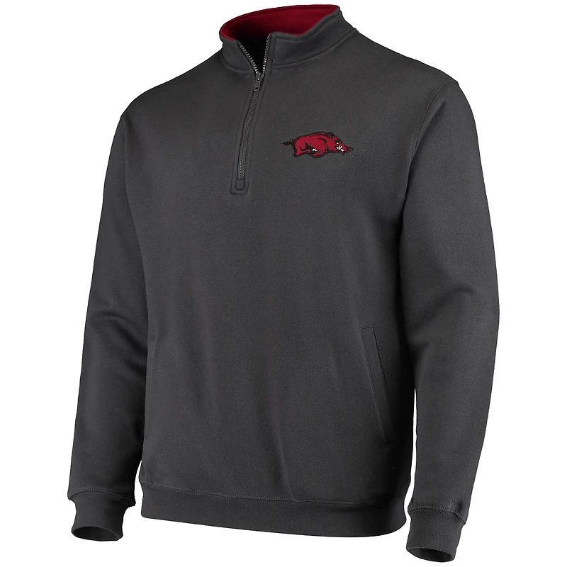 Men's Colosseum Charcoal Arkansas Razorbacks Tortugas Logo Quarter-Zip Jacket