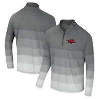 Coupe-vent à glissière quart de zip en maille rayée IA pour hommes Colosseum Gray Arkansas Razorbacks