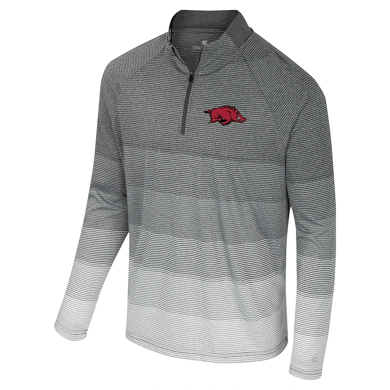 Coupe-vent à glissière quart de zip en maille rayée IA pour hommes Colosseum Gray Arkansas Razorbacks