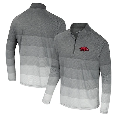 Men's Colosseum  Gray Arkansas Razorbacks AI Striped Mesh Quarter-Zip Raglan Windshirt