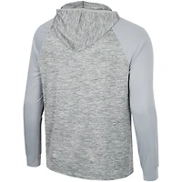 Men's Colosseum Gray Arkansas Razorbacks Cybernetic Raglan Quarter-Zip Hooded Top