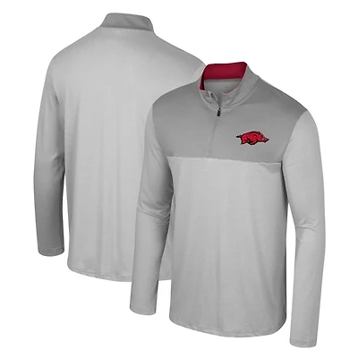 Men's Colosseum Gray Arkansas Razorbacks Tuck Quarter-Zip Top