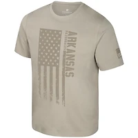 Men's Colosseum  Oatmeal Arkansas Razorbacks Operation Hat Trick Dune Flag T-Shirt