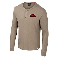 Men's Colosseum  Tan Arkansas Razorbacks Great Outdoors Henley Long Sleeve Shirt