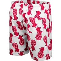Short de bain pour homme Colosseum White/Cardinal Arkansas Razorbacks Pineapple