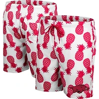 Short de bain pour homme Colosseum White/Cardinal Arkansas Razorbacks Pineapple
