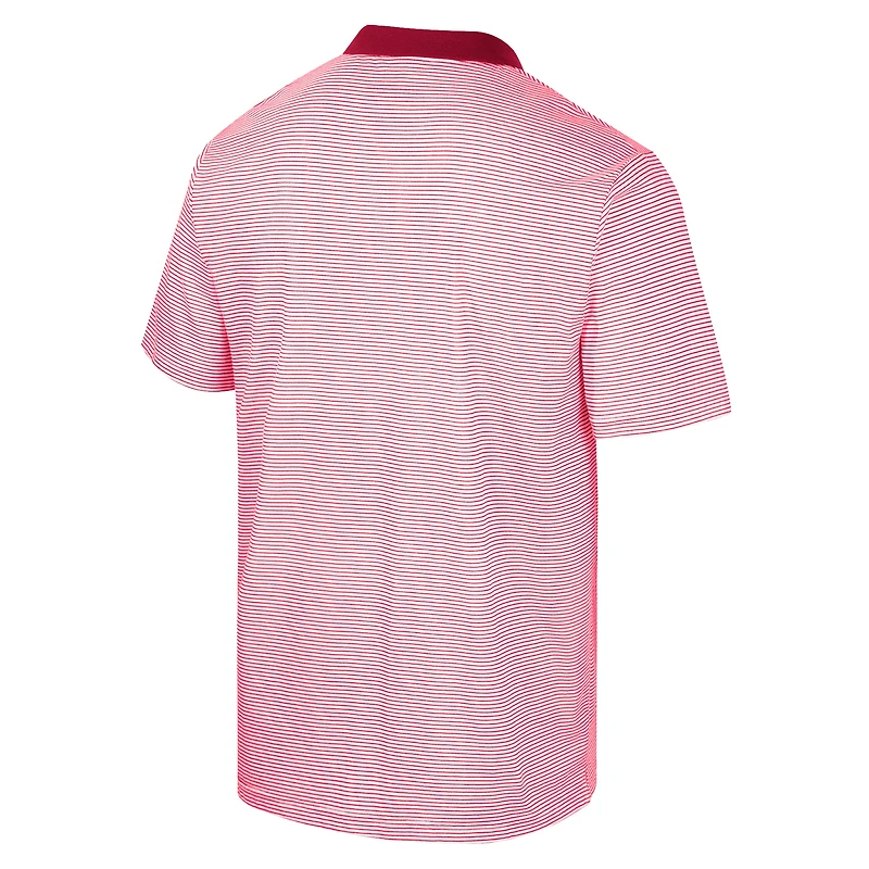 Polo à rayures Colosseum White/Cardinal Arkansas Razorbacks pour homme