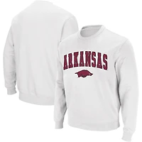Colosseum Arkansas Razorbacks Arch & Logo Crew Neck Sweat-shirt pour homme en blanc