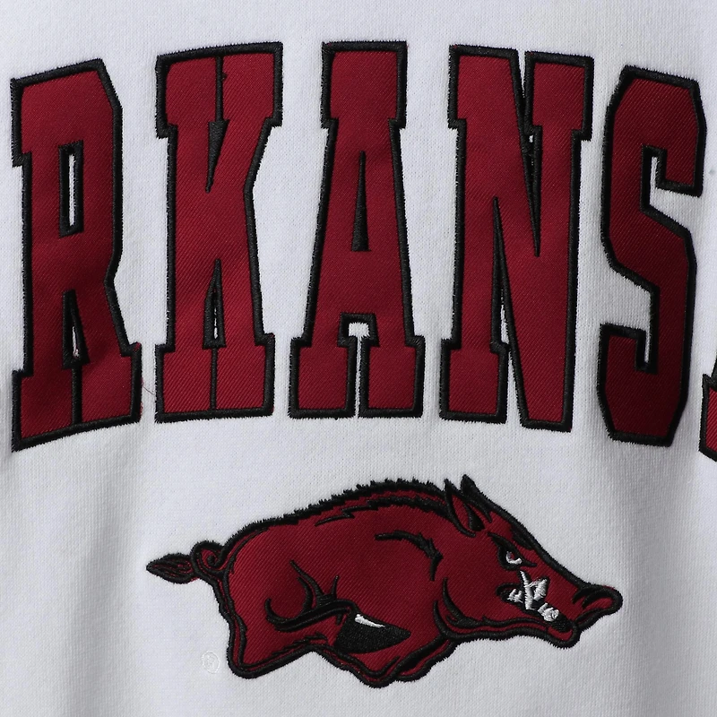 Colosseum Arkansas Razorbacks Arch & Logo Crew Neck Sweat-shirt pour homme en blanc