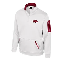 Men's Colosseum White Arkansas Razorbacks Mainframe Quarter-Zip Fleece Jacket