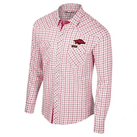 Men's Colosseum x Wrangler White Arkansas Razorbacks Plaid Window Pane Long Sleeve Full-Snap Shirt