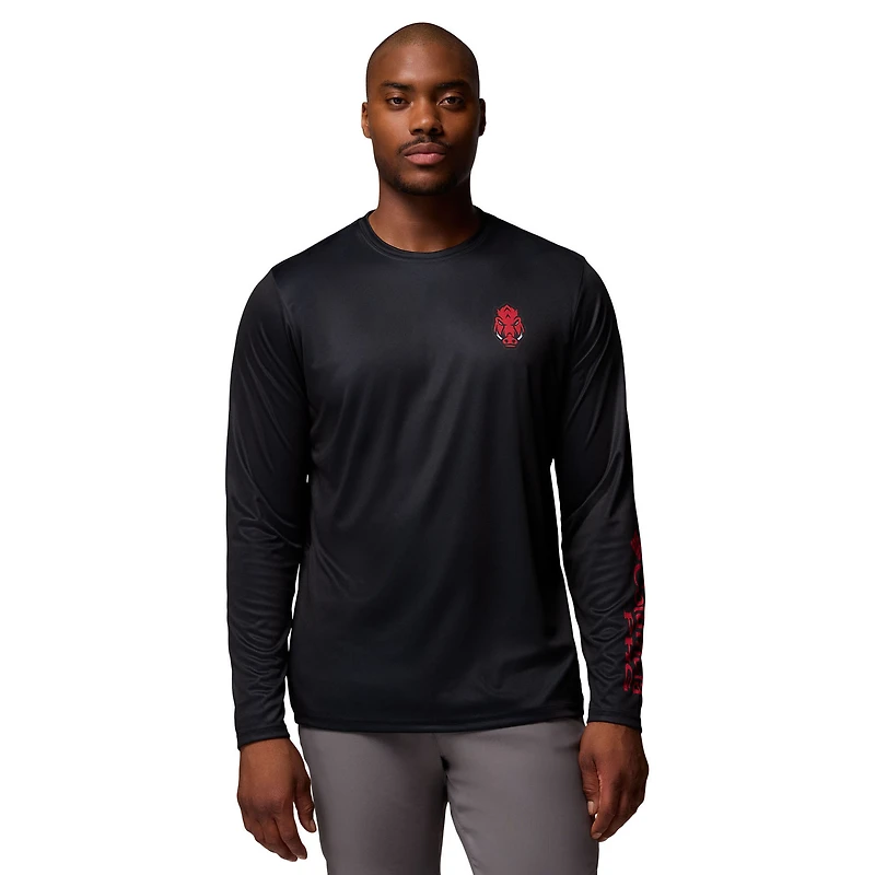 Men's Columbia  Black Arkansas Razorbacks PHG Terminal Shot 3-Hit Long Sleeve T-Shirt