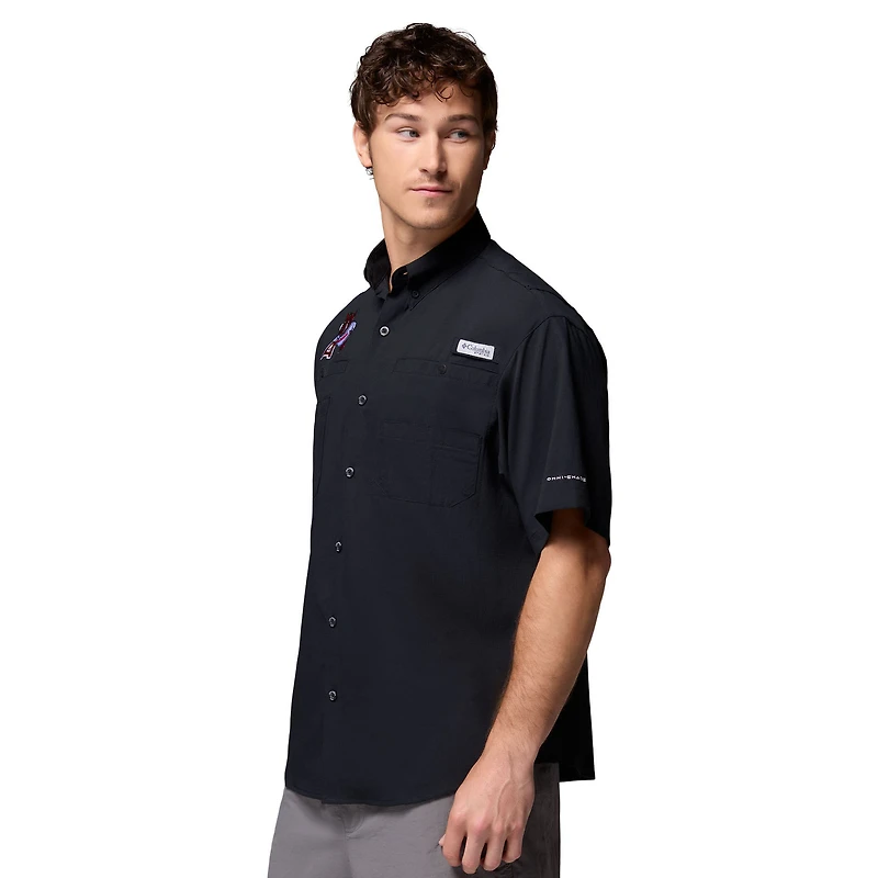 Chemise boutonnée Columbia Black Arkansas Razorbacks Tamiami Omni-Shade pour homme