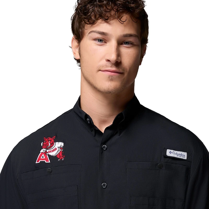 Chemise boutonnée Columbia Black Arkansas Razorbacks Tamiami Omni-Shade pour homme