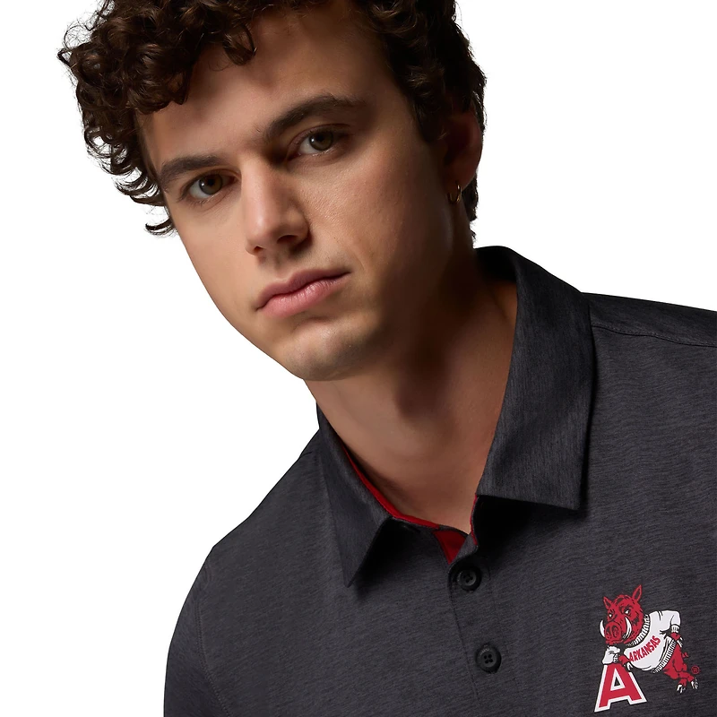 Polo Tech Trail noir Columbia Arkansas Razorbacks pour homme