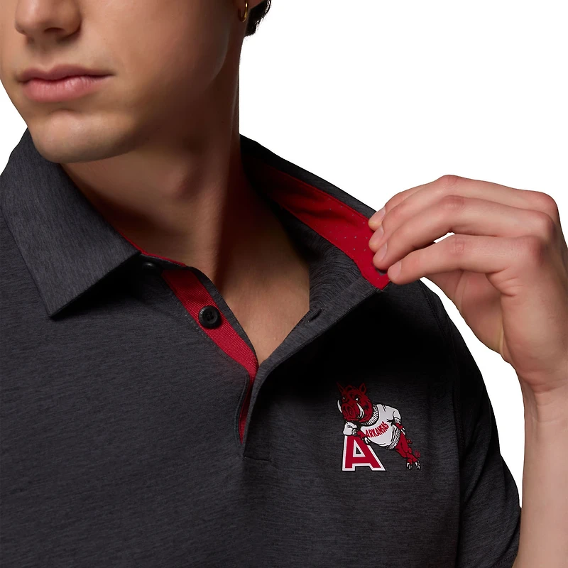 Polo Tech Trail noir Columbia Arkansas Razorbacks pour homme
