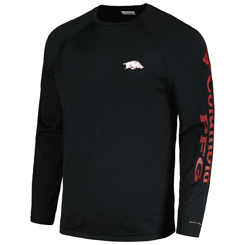 Columbia Cardinal Arkansas Razorbacks Terminal Tackle Omni-Shade Raglan T-shirt à manches longues pour homme